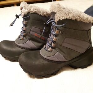 COLUMBIA Youth Size 4 Rope Tow Waterproof Boots Gray Black LN